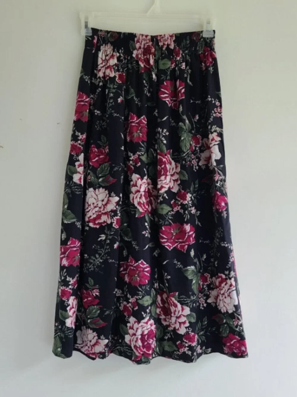 Vintage 80s Floral Midi Skirt 10 Waist 26